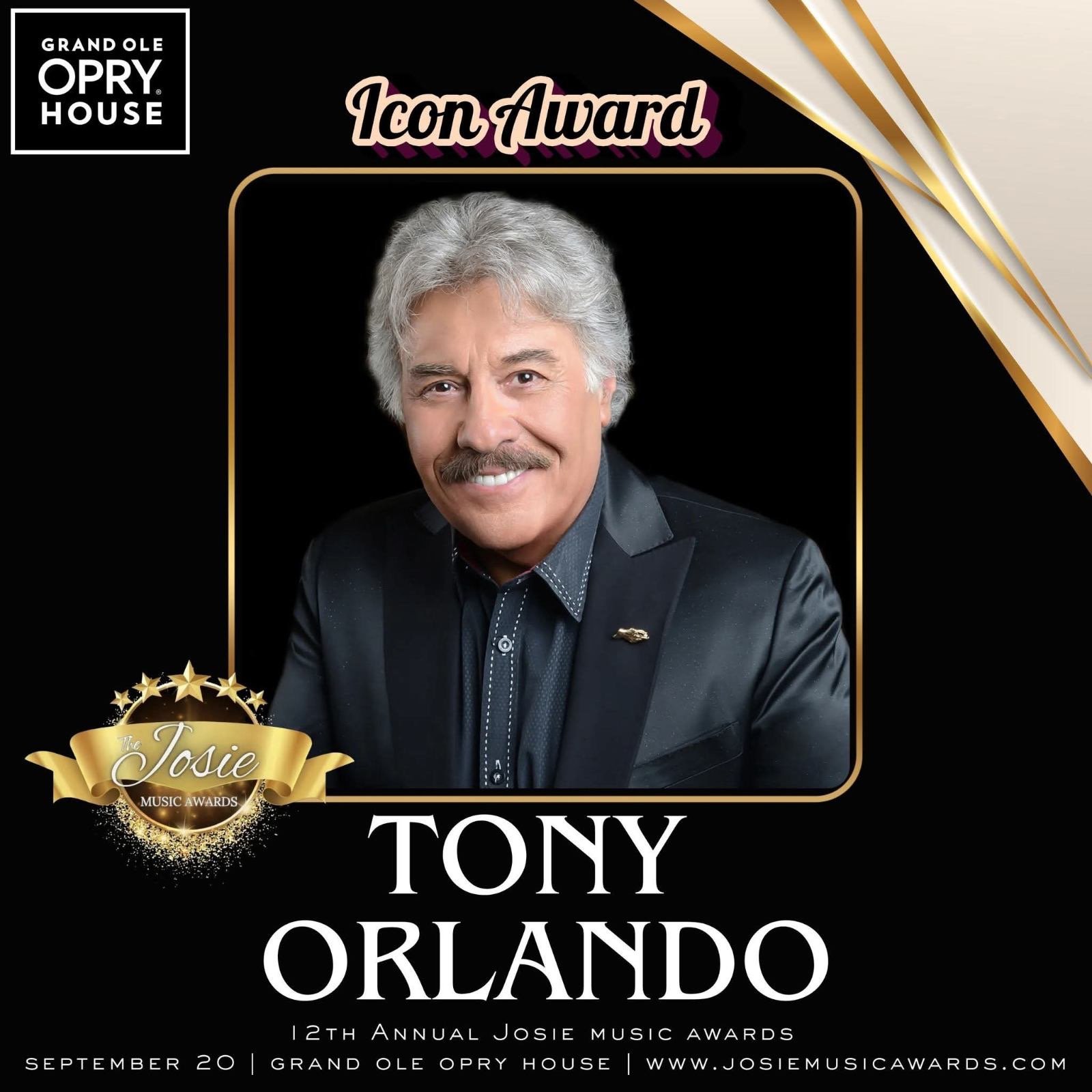 TONY ORLANDO TO RECEIVE THE ICON AWARD A Well-Deserved Honor at the 12th Annual Josie Music Awards, Alongside Vince Gill’s Country Icon Award